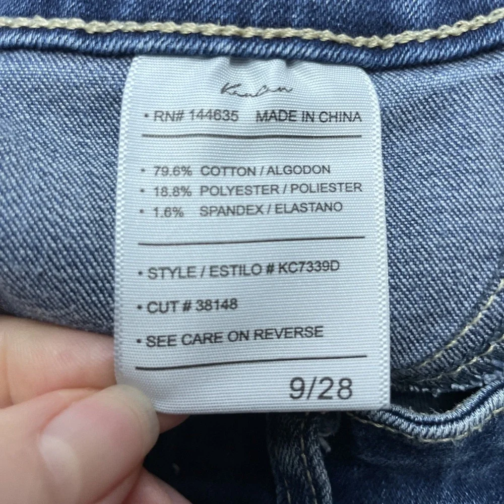 Kancan Womens Exposed Button Fly Jeans Sz 9/28 Blue Curvy Flare Hi Rise Stretch‎